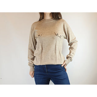 C.R.G natural coloured pure wool knit jumper one size (best fits sizes 8 and 10) c-r-g-natural-coloured-pure-wool-knit-jumper-one-size-best-fits-sizes-8-and-11
