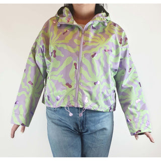 Gorman pre-owned green and purple print raincoat size 16 Gorman preloved second hand clothes 2