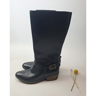 Clarks black leather knee high boots with low wooden heel size UK 5/US 7 clarks-black-leather-knee-high-boots-with-low-wooden-heel-size-uk-5-us-7