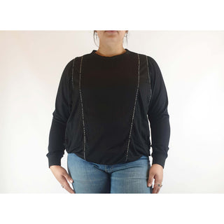 Megan Park black 100% wool jumper with unique embellishments size L (best fits 14) Megan Park preloved second hand clothes 7