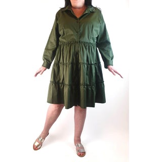 Green long sleeve tiered dress size XL Unknown preloved second hand clothes 2
