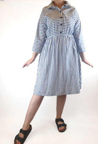Kindling blue and white striped dress size 12 Kindling preloved second hand clothes 1