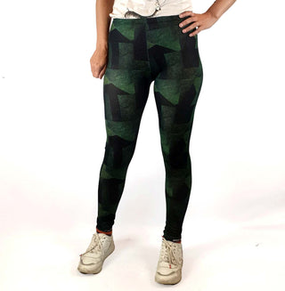 Uptights green-based print yoga tights/leggings Uptights preloved second hand clothes 2