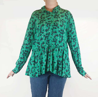 Elm green floral print long sleeve shirt size 12 (as new with tags) Elm preloved second hand clothes 2