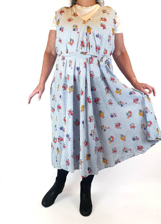 Little Tienda striped floral print maxi dress fits size 16-18 Little Tienda preloved second hand clothes 1