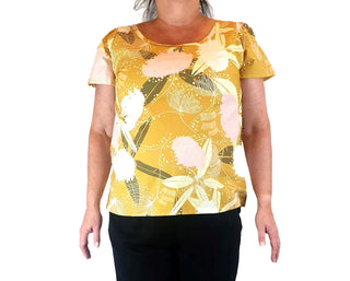 Rummage Style mustard floral print top size 16 Rummage Style preloved second hand clothes 1