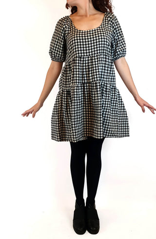 Handmade black and white gingham print dress fits size 10 Unknown preloved second hand clothes 2