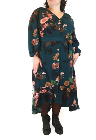 St Frock green floral print long sleeve dress size 22 St Frock preloved second hand clothes 2