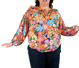 Henry Oscar floral print long sleeve top fits size 20-22 Hentry Oscar preloved second hand clothes 2