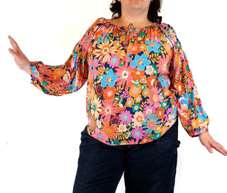 Henry Oscar floral print long sleeve top fits size 20-22 Hentry Oscar preloved second hand clothes 1