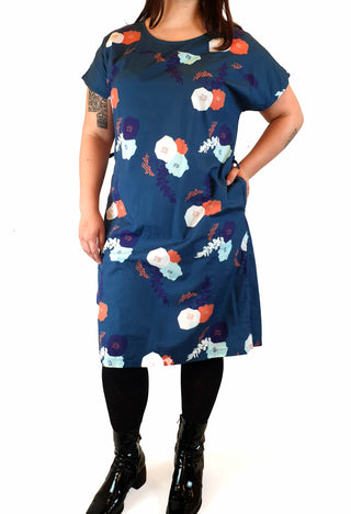 Miranda Murphy blue floral print cotton dress size XL Miranda Murphy preloved second hand clothes 1