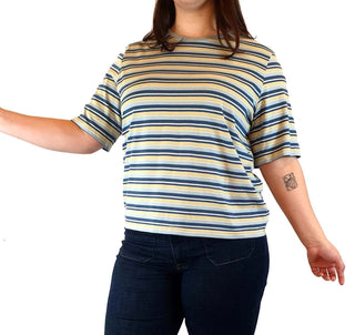 Princess Highway blue-toned striped tee shirt size 16 Princess Highway preloved second hand clothes 2