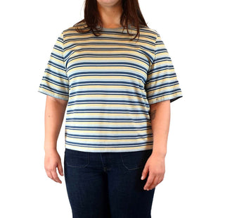 Princess Highway blue-toned striped tee shirt size 16 Princess Highway preloved second hand clothes 1
