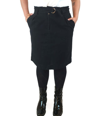 Leonard St black 100% linen skirt with waist tie and pockets size 14 Dear Little Panko preloved second hand clothes 1