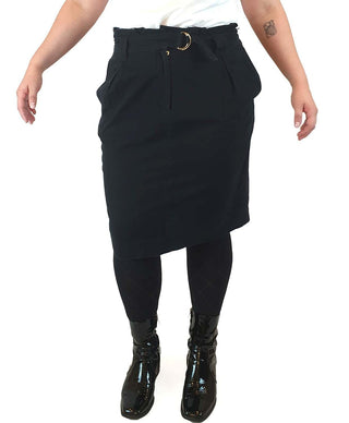 Leonard St black 100% linen skirt with waist tie and pockets size 14 Dear Little Panko preloved second hand clothes 2