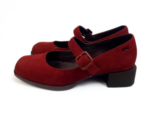 Camper red suede low heeled mary jane style shoes size 36 Camper preloved second hand clothes 1