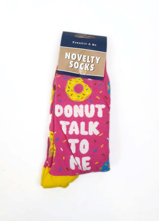 Frankie & Me novelty socks with funny "donut talk to me" print Frankie & Me preloved second hand clothes 1