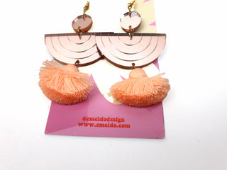 Emeldo gold half moon drop earrings with peach detail Emeldo preloved second hand clothes 2