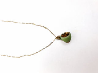 Gold chain necklace with small green cup Unknown preloved second hand clothes 1