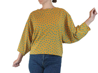 Publisher Textiles mustard polka dot print long sleeve size XS Publisher Textiles preloved second hand clothes 1