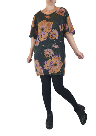 Obus black digital look flower print dress size 1 Obus preloved second hand clothes 1