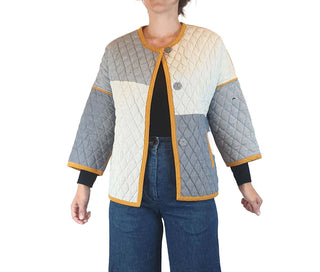 Gorman quilted blue, white and mustard coat size 8 Gorman preloved second hand clothes 2