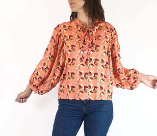 Leonard St pink unique print long sleeve top size 8 Leonard St preloved second hand clothes 1