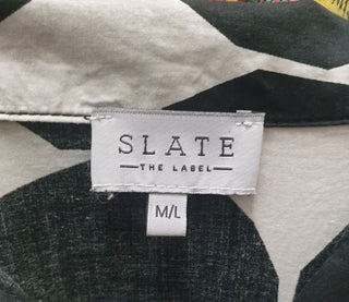 Slate the Label black and white polka dot oversize short sleeve shirt size M/L