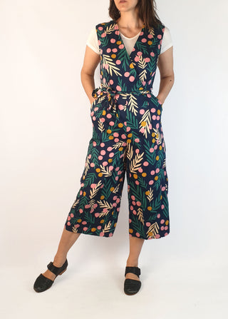 Princess Highway blue-based unique print wide leg jumpsuit size 8