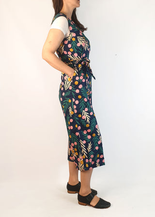 Princess Highway blue-based unique print wide leg jumpsuit size 8