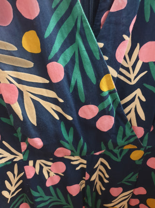 Princess Highway blue-based unique print wide leg jumpsuit size 8