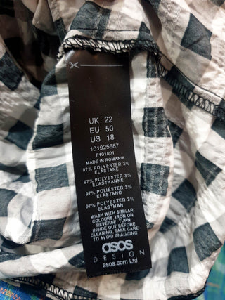 ASOS black and white gingham top size UK 22 ASOS Curve preloved second hand clothes 10