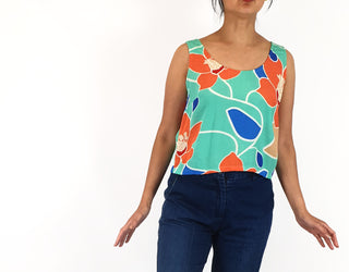 Mister Zimi aqua and orange print top size 10 Mister Zimi preloved second hand clothes 1
