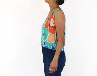 Mister Zimi aqua and orange print top size 10 Mister Zimi preloved second hand clothes 5