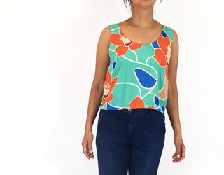Mister Zimi aqua and orange print top size 10 Mister Zimi preloved second hand clothes 2