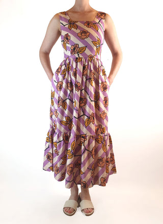 Obus preloved purple and cream print sleeveless maxi dress size 6 Obus preloved second hand clothes 3