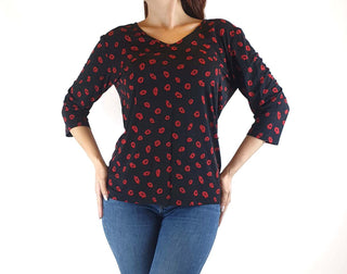 Maiocchi black top with red lips print size 10 Maiocchi preloved second hand clothes 2