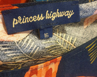 Princess Highway navy pine cone print dress size 16 Princess Highway preloved second hand clothes 8