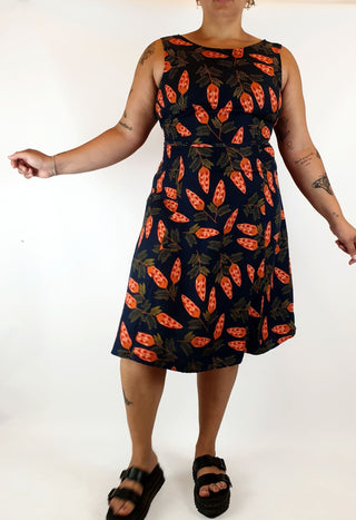 Princess Highway navy pine cone print dress size 16 Princess Highway preloved second hand clothes 1