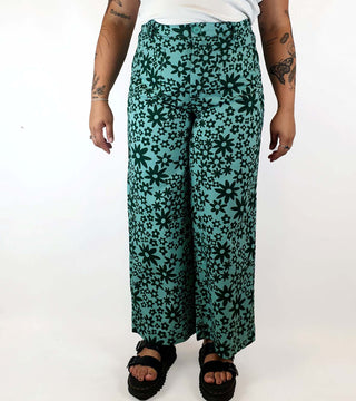 Princess Highway green flower print wide leg pants size 16 Princess Highway preloved second hand clothes 2