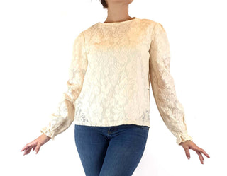 Princess Highway cream lacy semi-sheer long sleeve top size 10 (as new with tags) Princess Highway preloved second hand clothes 1