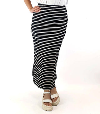Apha 60 black and white striped stretchy pencil skirt size S Alpha 60 preloved second hand clothes 2