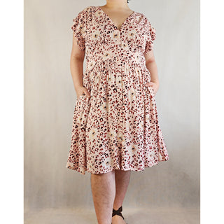 Boho Australia pre-owned pink dress with animal print and floral print size L (best fits size 14) Boho Australia preloved second hand clothes 1