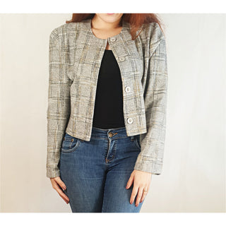 Domino grey plaid crop jacket size 10 (best fits 10-12) Unknown preloved second hand clothes 2