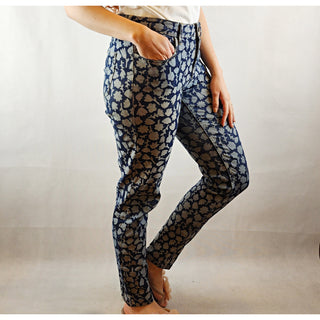 Gorman dark denim jeans with light denim floral shapes size 10 Gorman preloved second hand clothes 1