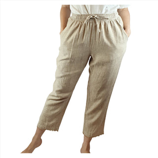 Humidity natural coloured linen mix drawstring pants size 10 Humidity preloved second hand clothes 1