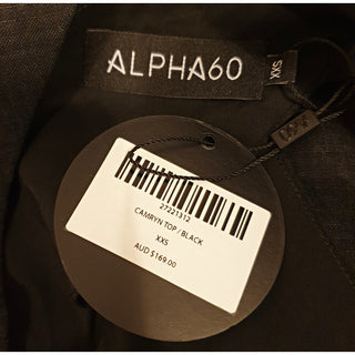 Alpha 60 black check print linen mix top with flattering back detail size XXS (fits sizes 6-8) Dear Little Panko preloved second hand clothes 8