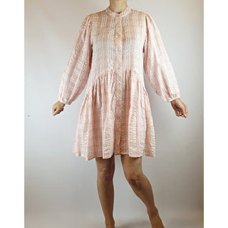 Joop & Gypsy pink and white plaid cotton feel oversize long sleeve dress size 8 Joop & Gypsy preloved second hand clothes 1