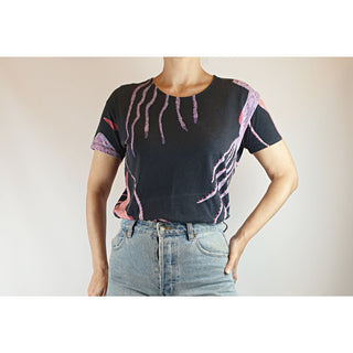 Gorman black tee shirt with pink and purple squid print size 8 Gorman preloved second hand clothes 1