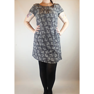 Seasalt grey fine cord dress with subtle lighter grey floral print size 14 (best fits size 12) Seasalt preloved second hand clothes 4